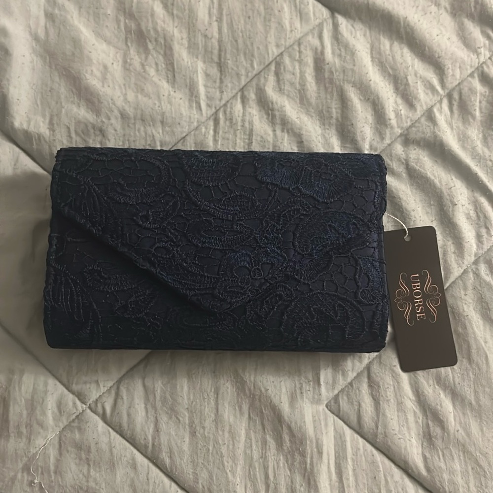 Navy blue clutche purse